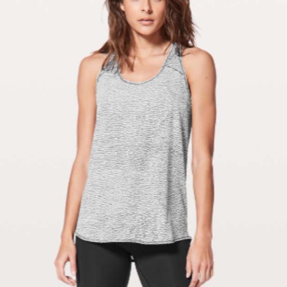 Lululemon Essential Tank Sheer Luon Pebble Jacquard White gray - Picture 2 of 7